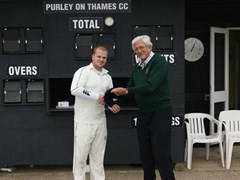 Paul Reber - For scoring 110 not out vs Cove 3rd (home) 14/05/2011 - Presented by Cecil Fright